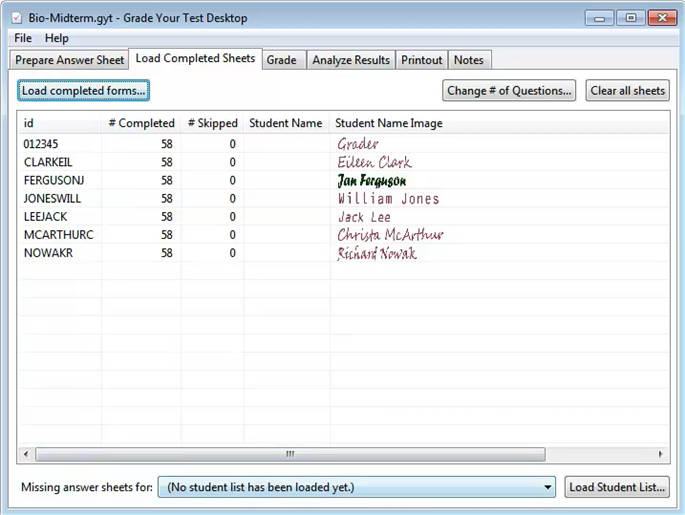 Answer Sheets are Loaded